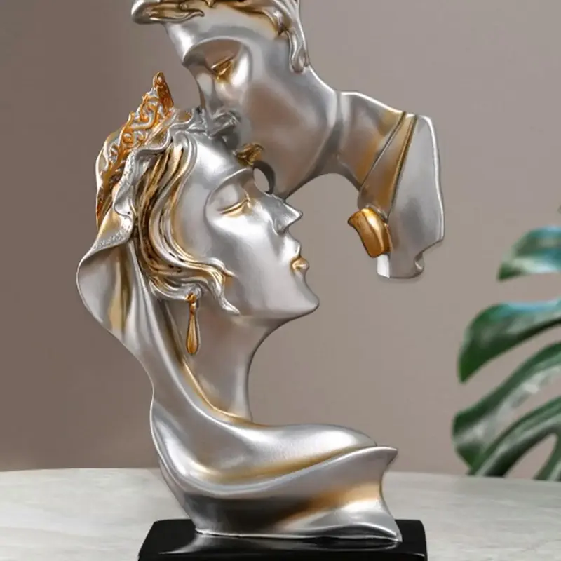 1 Piece Kissing Couple Design Ornament, Modern Abstract Couple Sculpture Resin Decoration Craft, Home Desktop Bookshelf Ornam...