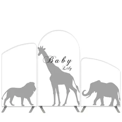 Aperturee Safari Animals Theme White Baby Shower Arch Backdrop Kit | Circle Arch Backdrop Diy | Custom Chiara Arched Covers |...