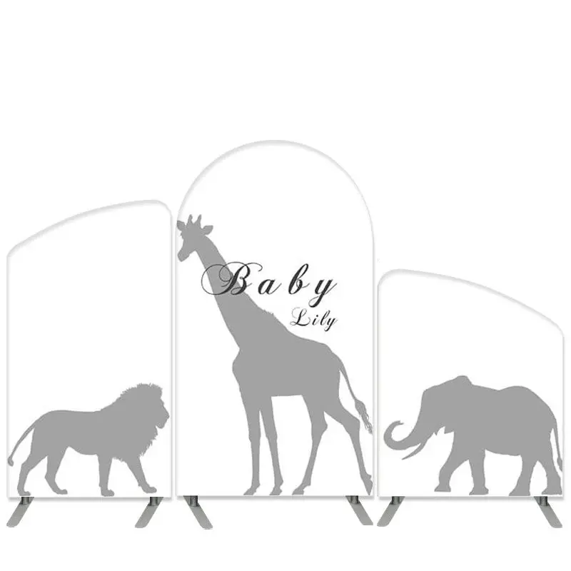 Aperturee Safari Animals Theme White Baby Shower Arch Backdrop Kit | Circle Arch Backdrop Diy | Custom Chiara Arched Covers |...