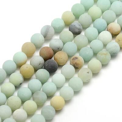 Natural Frosted Flower Amazonite Round Bead Strands