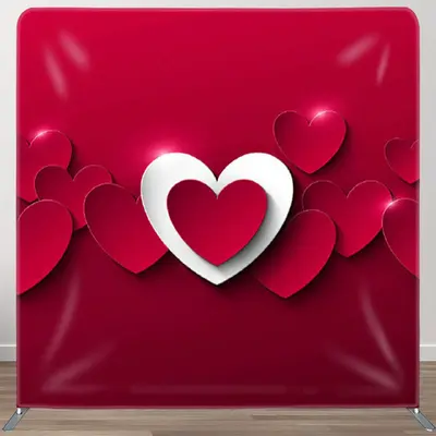 Aperturee Red And White Hearts Fabric Valentines Day Backdrop - Aperturee