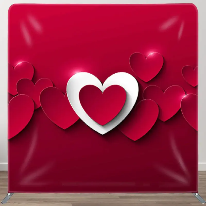 Aperturee Red And White Hearts Fabric Valentines Day Backdrop - Aperturee