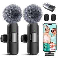 2 pcs Wireless Lavalier Microphones for iPhone, Android, iPad - Mini Wireless Clip-on Microphones Crystal Clear Sound Quality...