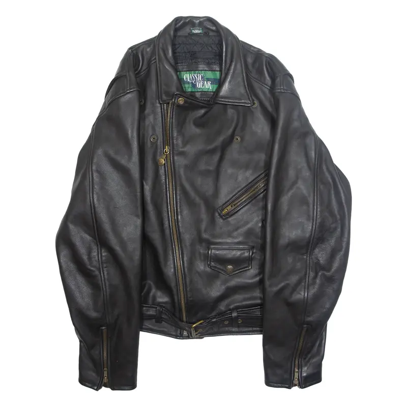 CLASSIC GEAR Mens Jacket Black Faux Leather L