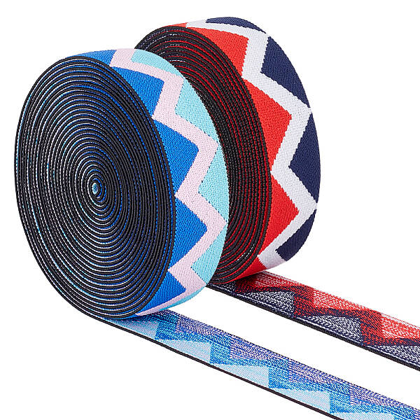 10 Yards 2 Colors Flat Nylon Elastic Band with Wave Pattern