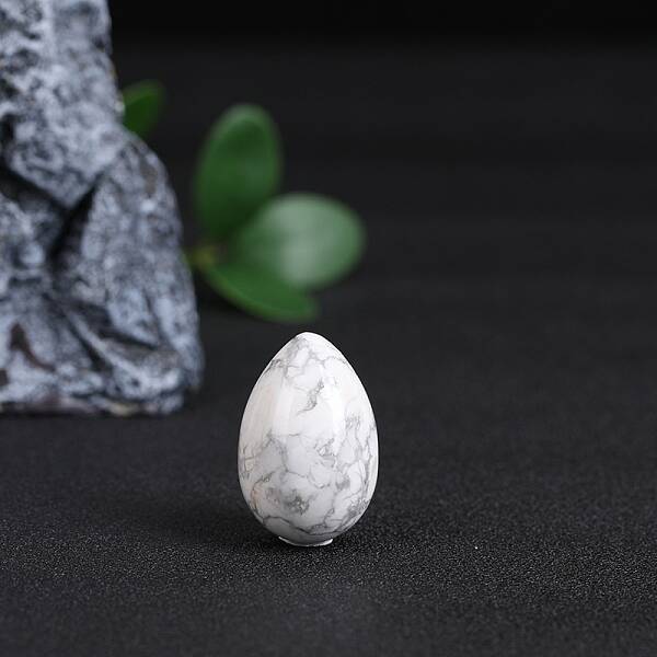 Natural Howlite Egg Figurines Statues for Home Office Desktop Decoration