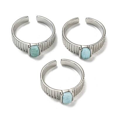 Natural Larimar Adjustable Rings