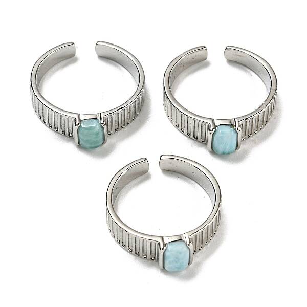 Natural Larimar Adjustable Rings