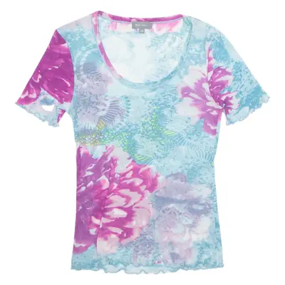 MARC AUREL Sheer Womens Printed Top Blue Floral S