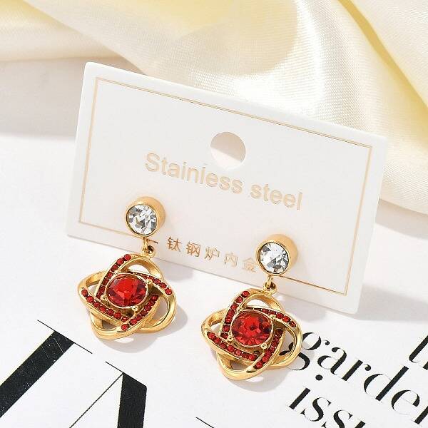 Ion Plating(IP) 304 Stainless Steel Flower Stud Earrings