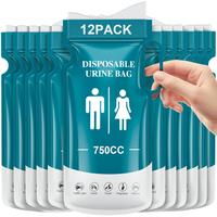 Portable 750cc Disposable Urine Bag for Men & Women, 1 Set Disposable Urinal Bag with Handle, Emergency Toilet Pee Bag