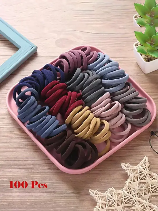 Plain Color Hair Ties As Gift for Girlfriend,  Trendy High Elasticity Rubber Band, Seamless No Crease Hair Small Ponytail Hol...