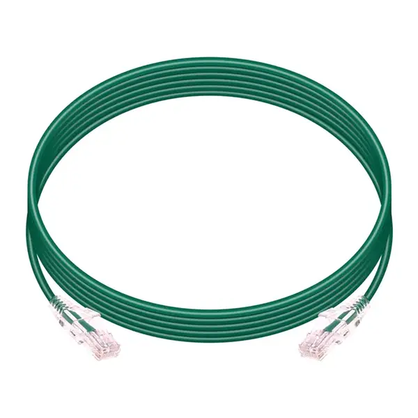 14820 Monoprice Cat6 Component Level Ethernet Cable SlimRun Pure Bare Copper UTP 28AWG 550MHz Snagless RJ45 10ft Green
