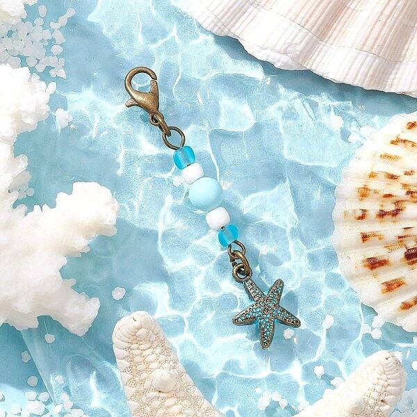Ocean Theme Alloy Charm & Glass Beads Pendant Decorations