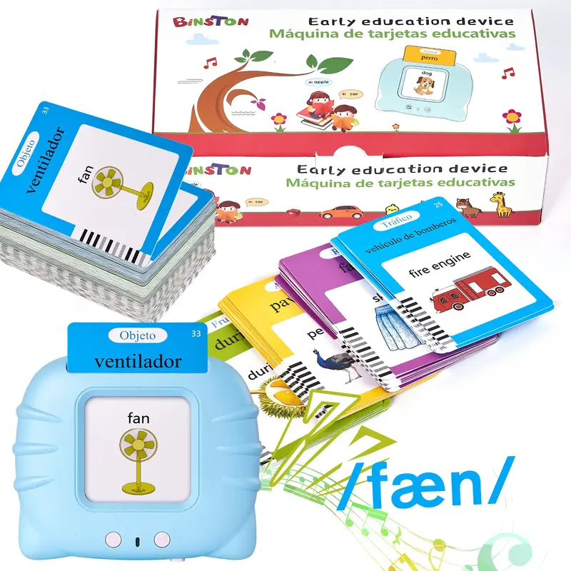 Spanish & English Talking Flash Cards for Toddler, Bilingual Flash Cards Learning Montessori Toys with 224 Sight Words, Speec...