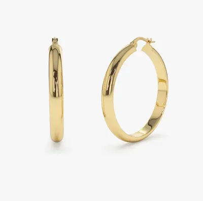 14K Yellow Solid Gold Large Gold Hoop Earrings 35MM