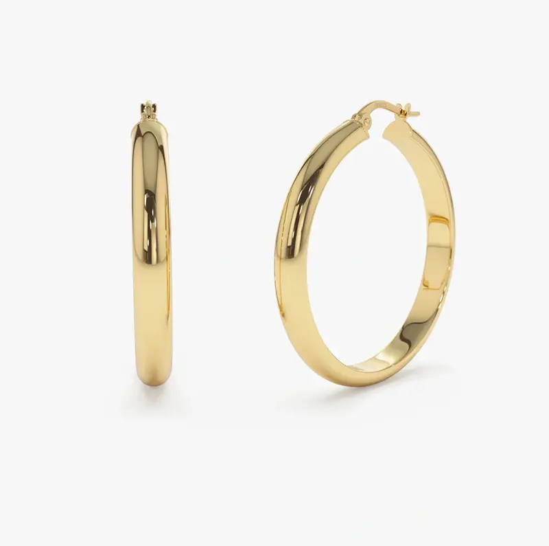 14K Yellow Solid Gold Large Gold Hoop Earrings 35MM