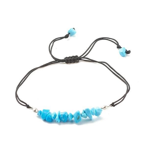 Synthetic Turquoise(Dyed) Chips Braided Bead Bracelet