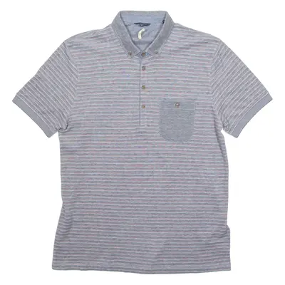 TED BAKER Mens Polo Shirt Grey Striped M