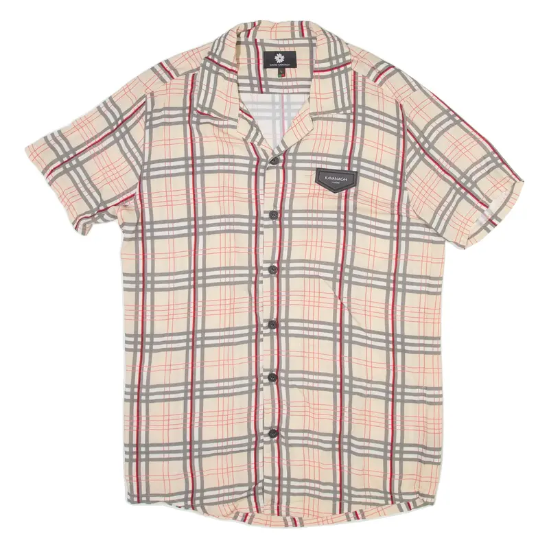 GIANNI KAVANAGH Mens Shirt Beige Check L