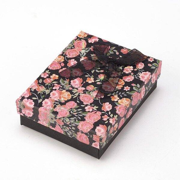 Flower Pattern Cardboard Jewelry Packaging Box