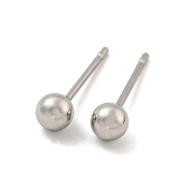 Tarnish Resistant 304 Stainless Steel with 201 Stainless Steel Smooth Round Ball Stud Earring Findings
