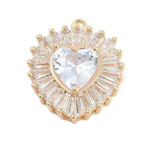 Brass Micro Pave Cubic Zirconia with Glass Pendants