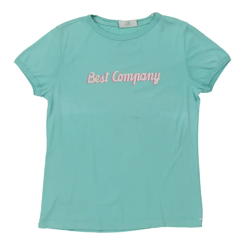 Best Company Spellout T-Shirt - Small Blue Cotton | Size: small