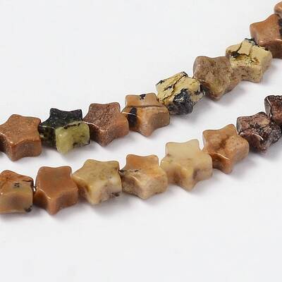 Natural Yellow Turquoise(Jasper) Star Bead Strands