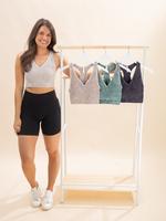 Zenana Washed Ribbed Seamless Racerback Tank w/ Bra Pad | S/M-L/XL