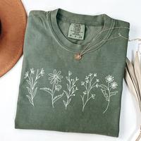 Comfort Colors Wildflower T-Shirt, Floral Cottagecore Shirt, Botanical Shirt, Flower T-Shirt, Nature Shirt, Wildflower T-shir...