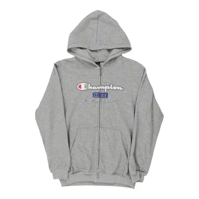 Age 13-14 Champion Spellout Hoodie - XL Grey Cotton Blend