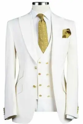 Mens White and Gold Suits - White and Gold Prom Tuxedo