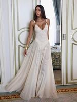 Women's Plain Deep V Neck Tulle Cami Dress, Elegant Sleeveless Spaghetti Strap Maxi Dress for Party Holiday Wedding Guest, La...