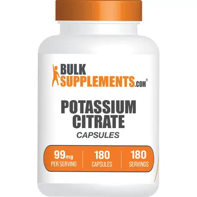BulkSupplements - Potassium Citrate Capsules - Bone Health - Muscle Recovery - 180-500 Capsules - 99mg of Potassium per Servi...