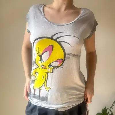 Looney Tunes Iceberg Cartoon Top - Medium Grey Cotton Blend