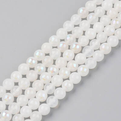Electroplated Natural White Moonstone Beads Strands