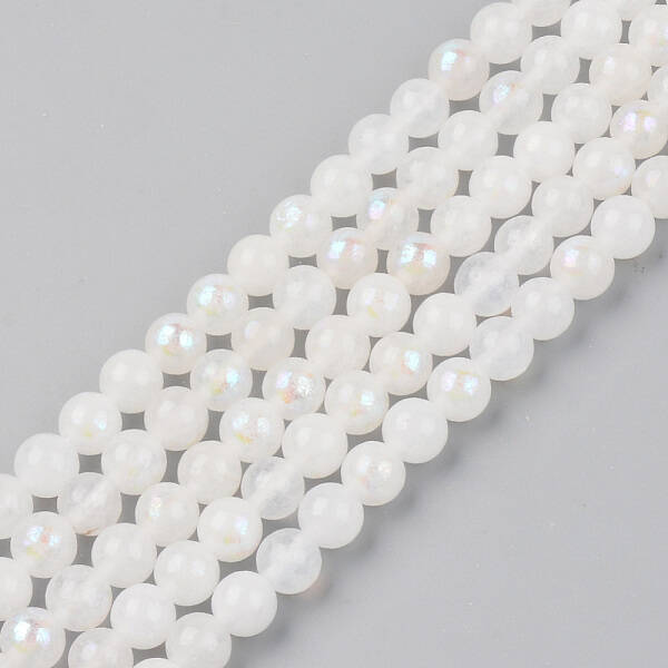 Electroplated Natural White Moonstone Beads Strands