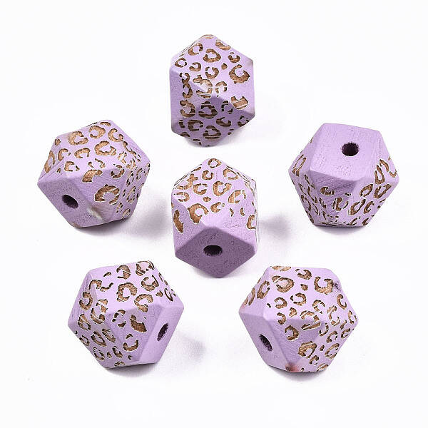 Painted Natural Wood Beads
