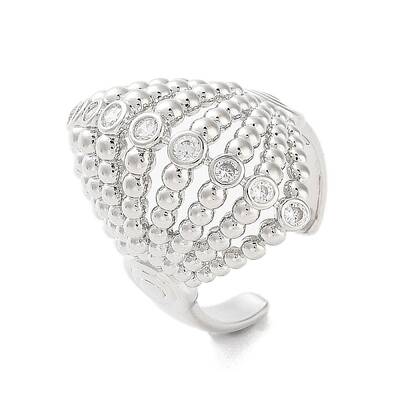 Rack Plating Brass Micro Pave Cubic Zirconia Cuff Rings