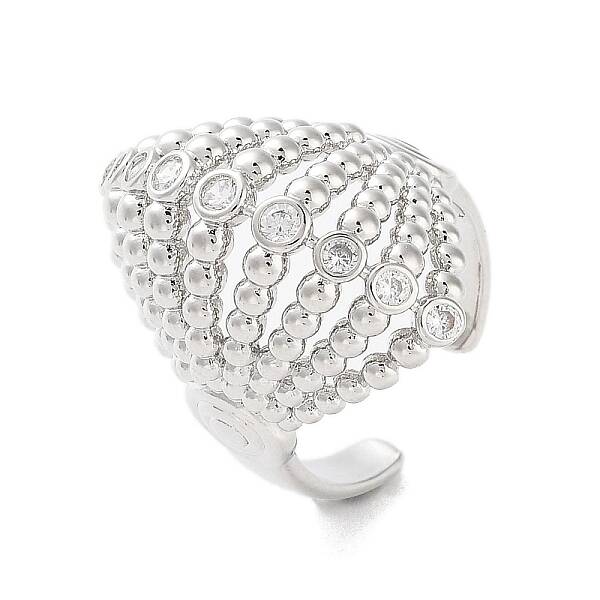 Rack Plating Brass Micro Pave Cubic Zirconia Cuff Rings