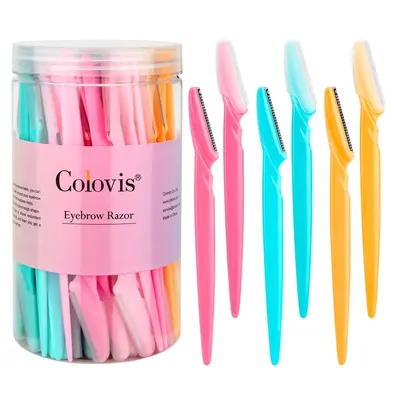Colovis 24/48/66 Eyebrow Razor and Face Razor for Women and Men, Stainless Steel Eyebrow Hair Trimmer and Shaver with Protect...