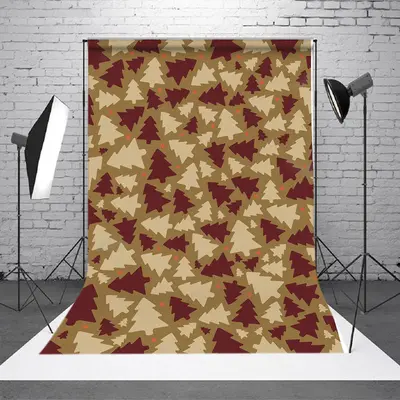 Brown Pine Tree Pattern Christmas Photo Backdrop - Aperturee