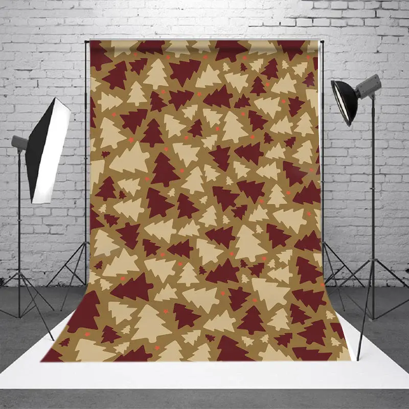 Brown Pine Tree Pattern Christmas Photo Backdrop - Aperturee