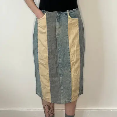 Unbranded Midi Denim Skirt - 30W UK 10 Blue Cotton