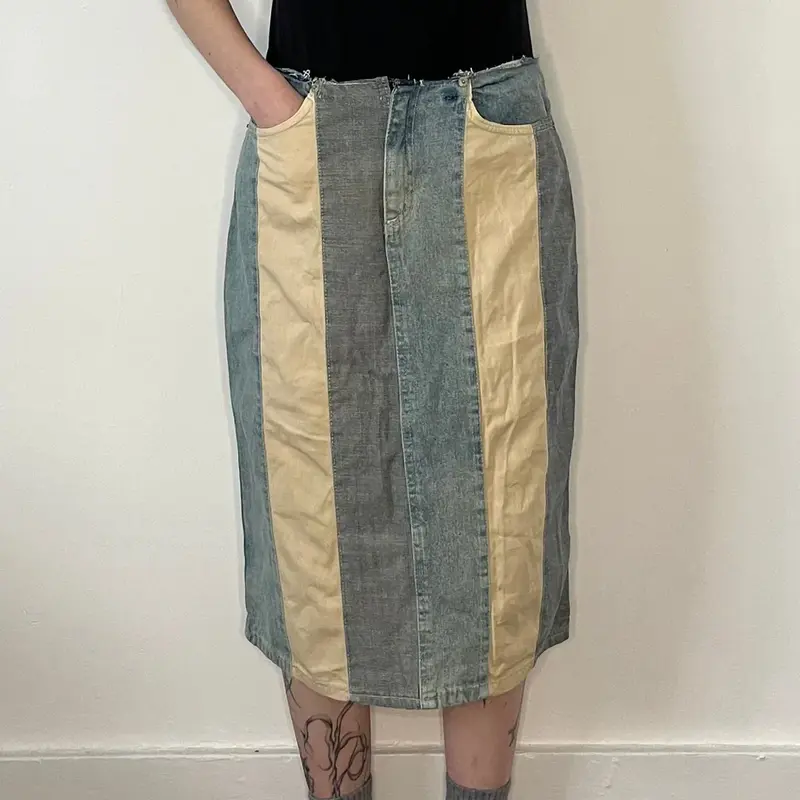 Unbranded Midi Denim Skirt - 30W UK 10 Blue Cotton