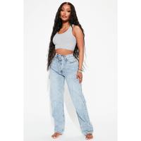 Crossover Straight Leg Jeans - Light Blue Wash