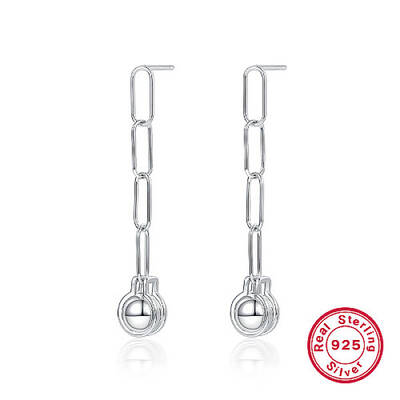 Anti-Tarnish Rhodium Plated 925 Sterling Silver Round Ball Dangle Stud Earrings