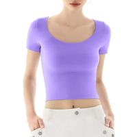 PUMIEY 【Back to School】Women's Scoop Neck Short Sleeve T-Shirt Slim Fit Sexy Tops Womenswear Underwear Streetwear Minimal...