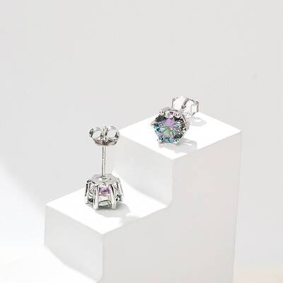 925 Sterling Silver Moissanite Rhinestone Stud Earrings
